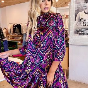 FATE Ikat Print Satin Mini Dress NWT